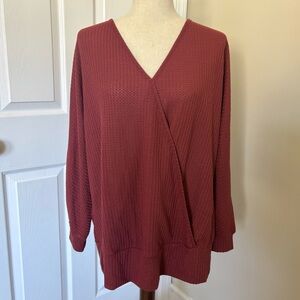 Bloomchic Russet Waffle Knit Wrap Sweater NWT size 14/16
